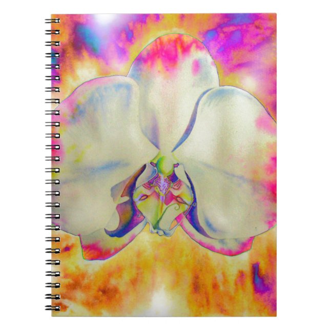 Romantic abstract orchid watercolor painting notebook (Front)