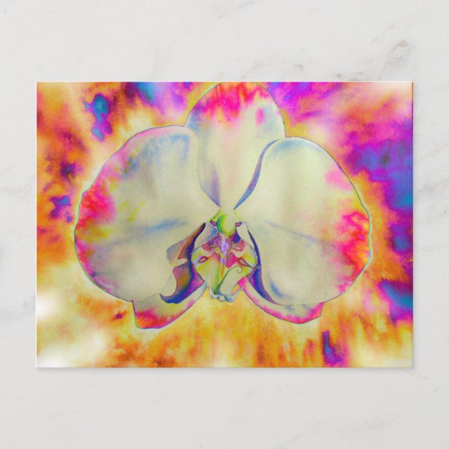 Romantic abstract orchid watercolor painting postcard (Front)