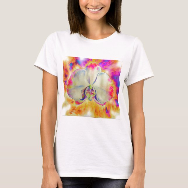 Romantic abstract orchid watercolor painting T-Shirt (Front)