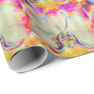 Romantic abstract orchid watercolor painting wrapping paper