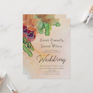 Romantic Abstract Rose Garland Wedding Invitation
