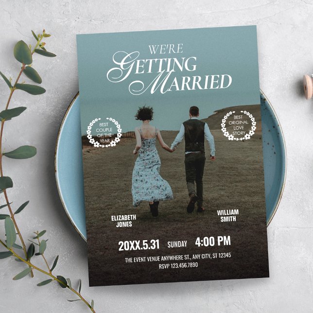 Romantic aesthetic movie poster photo wedding  invitation (Creator Uploaded)
