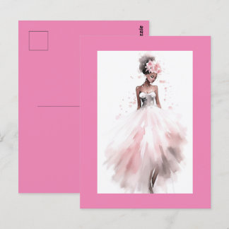 Romantic African American Wedding Bride Postcard