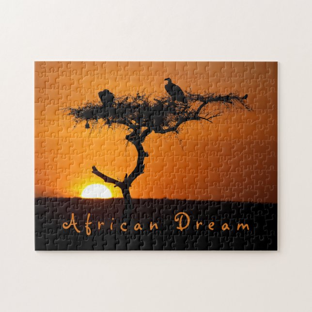 Romantic African Dream sunset photo with text Jigsaw Puzzle (Horizontal)