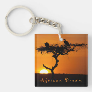 Romantic African Dream sunset photo with text Key Ring