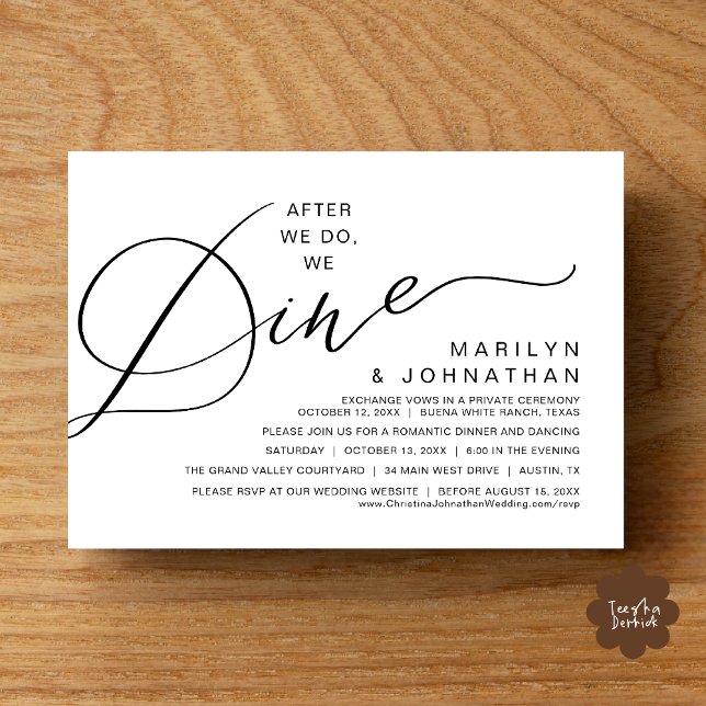 Romantic After We Do, We Dine, Wedding Dinner Invitation (After We Do We Dine Romantic Wedding Dinner Party Invitation Card Modern Boho PDF Classy Black White)