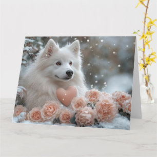 Romantic American Eskimo Dog Valentine’s Day Card