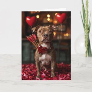 Romantic American Staffordshire Terrier Valentine Card