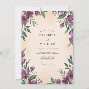 Romantic Amethyst Wildflower Wedding Invitation