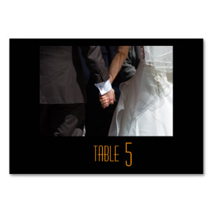 Romantic and Elegant Wedding Couple Holding Hands Table Number