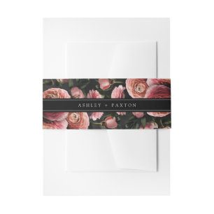 Romantic and Moody Pink Bouquet Invitation Belly B Band