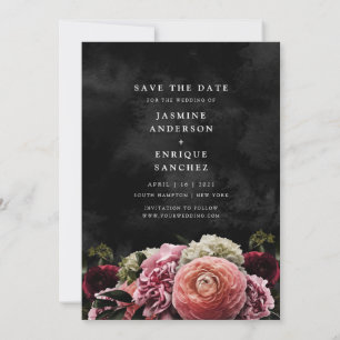 Romantic and Moody Pink Floral Save the Date
