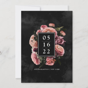 Romantic and Moody Pink Floral Save the Date Invitation