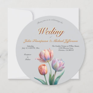 Romantic and Poetic Pastel Tulips Watercolor  Invitation