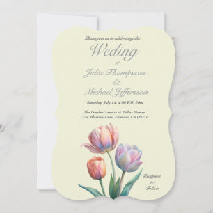 Romantic and Poetic Pastel Tulips Watercolor  Invitation