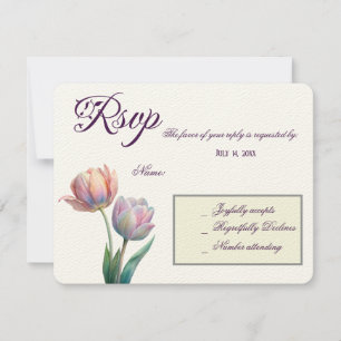 Romantic and Poetic Pastel Tulips Watercolor RSVP Card