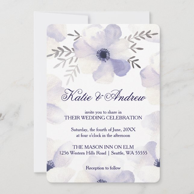 Romantic Anemones Invitation (Front)
