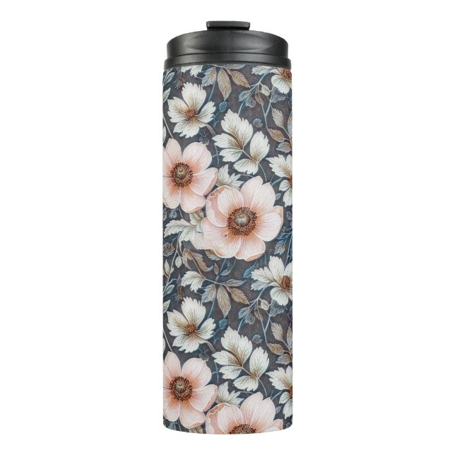 Romantic anemones pattern design 2 thermal tumbler (Front)