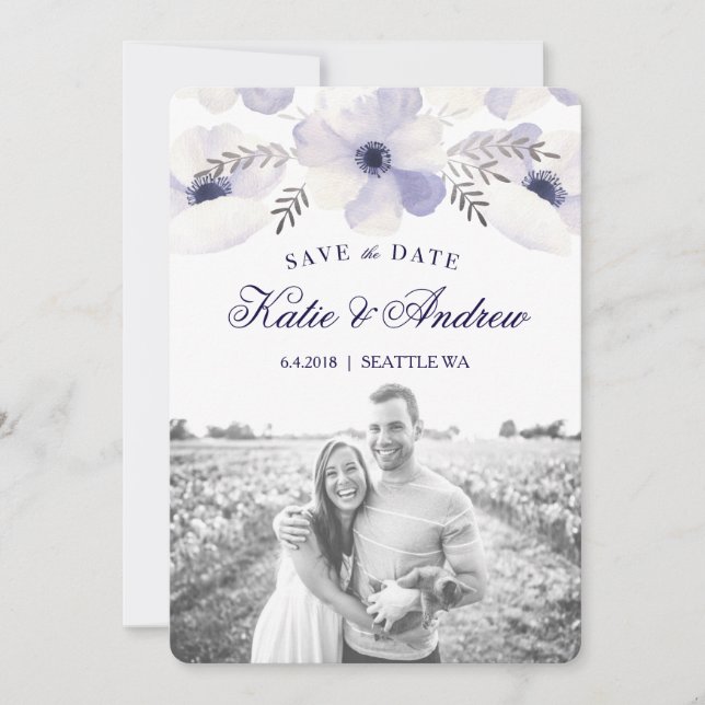 Romantic Anemones Save The Date (Front)