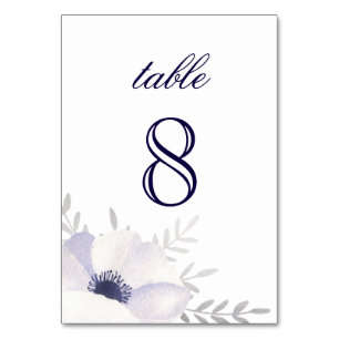 Romantic Anemones Table Number