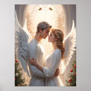 Romantic Angel Couple Painting Poster