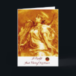 ROMANTIC ANGEL,FEATHER GOLD YELLOW WHITE Christmas Holiday Card<br><div class="desc">Elegant,  artistic and classic design rielaborated from 18 th Century painting.</div>