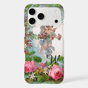 ROMANTIC ANGEL GATHERING PINK ROSES AND FLOWERS