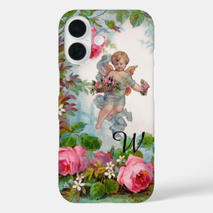 ROMANTIC ANGEL GATHERING PINK ROSES AND FLOWERS iPhone 16 CASE