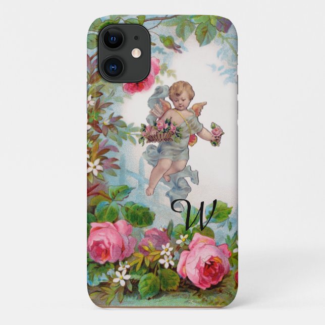 ROMANTIC ANGEL GATHERING PINK ROSES AND FLOWERS Case-Mate iPhone CASE (Back)