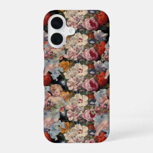 ROMANTIC ANGEL GATHERING PINK ROSES AND FLOWERS iPhone 16 CASE