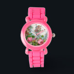 ROMANTIC ANGEL GATHERING PINK ROSES AND FLOWERS WATCH<br><div class="desc">Elegant pink roses with cupid ,  vintage style design for Christmas and Valentine's Day digital graphics and design by Bulgan Lumini (c)</div>