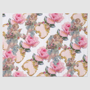 ROMANTIC ANGEL GATHERING PINK ROSES TISSUE PAPER
