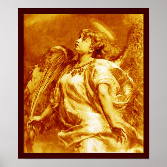 ROMANTIC ANGEL WITH FEATHER IN GOLD YELLOW WHITE POSTER (Front)