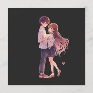 Romantic Anime Couple - Cute Aesthetic Lovers Art Invitation