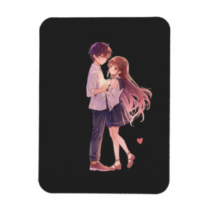 Romantic Anime Couple - Cute Aesthetic Lovers Art  Magnet