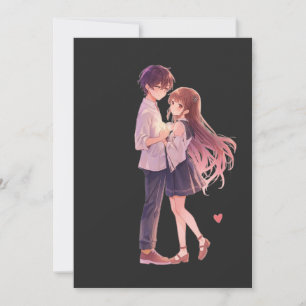 Romantic Anime Couple - Cute Aesthetic Lovers Art Save The Date