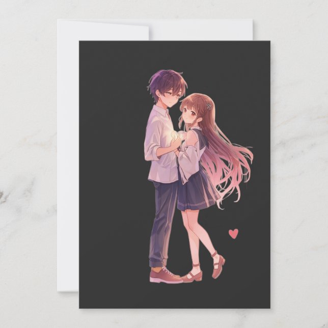 Romantic Anime Couple - Cute Aesthetic Lovers Art  Save The Date (Front)
