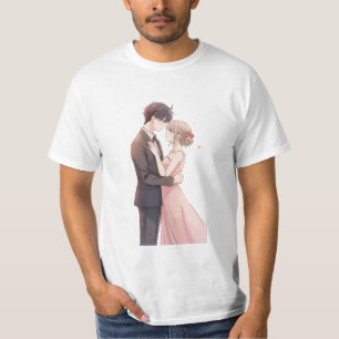 Romantic Anime Couple Embrace T-Shirt