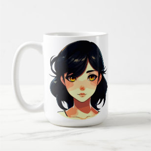 Romantic Anime Dream: Blue-Haired Beauty Coffee Mug