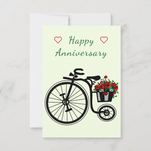 Romantic Anniversary Card with Flowers Bike (Front)