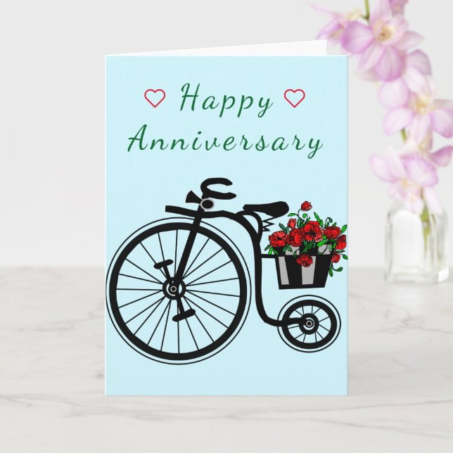 Romantic Anniversary Card with Flowers Bike (Orchid)