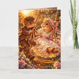 Romantic Anniversary Love Mouse Couple Greeting  Card
