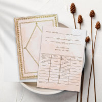 Romantic Antique Blush Wedding Library Card RSVP