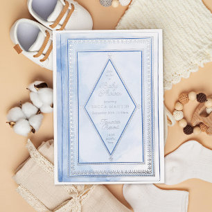 Romantic Antique Book Blue Bridal Shower Silver Fo