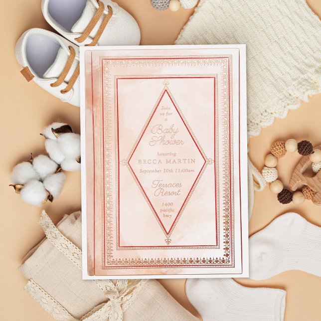 Romantic Antique Book Blush Baby Shower Rose  (Creator Uploaded)