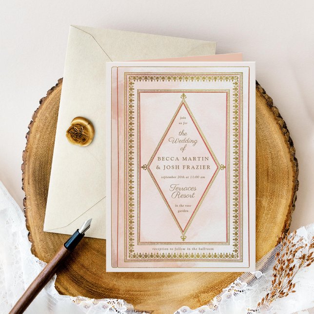 Romantic Antique Book Blush Wedding Invitation (Creator Uploaded)