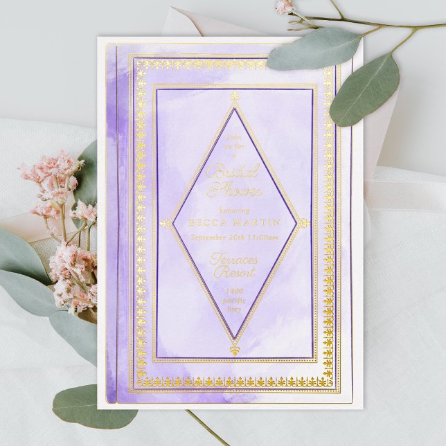 Romantic Antique Book Purple Bridal Shower Gold (Creator Uploaded)