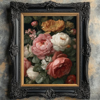 Romantic Antique Dark Moody Floral Art Print 