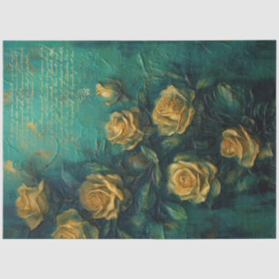 Romantic Antique Emerald and Gold Design Series 12 Tissue Paper