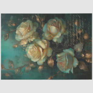 Romantic Antique Emerald and Gold Design Series 13 Tissue Paper